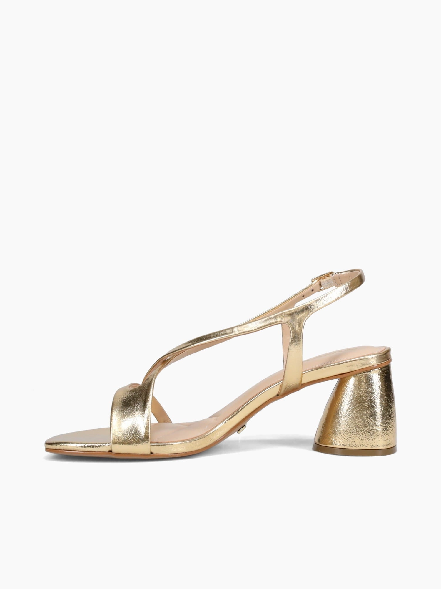 Dasia Gold Reflex Metal Shoes To Wear With Casual Jumpsuit