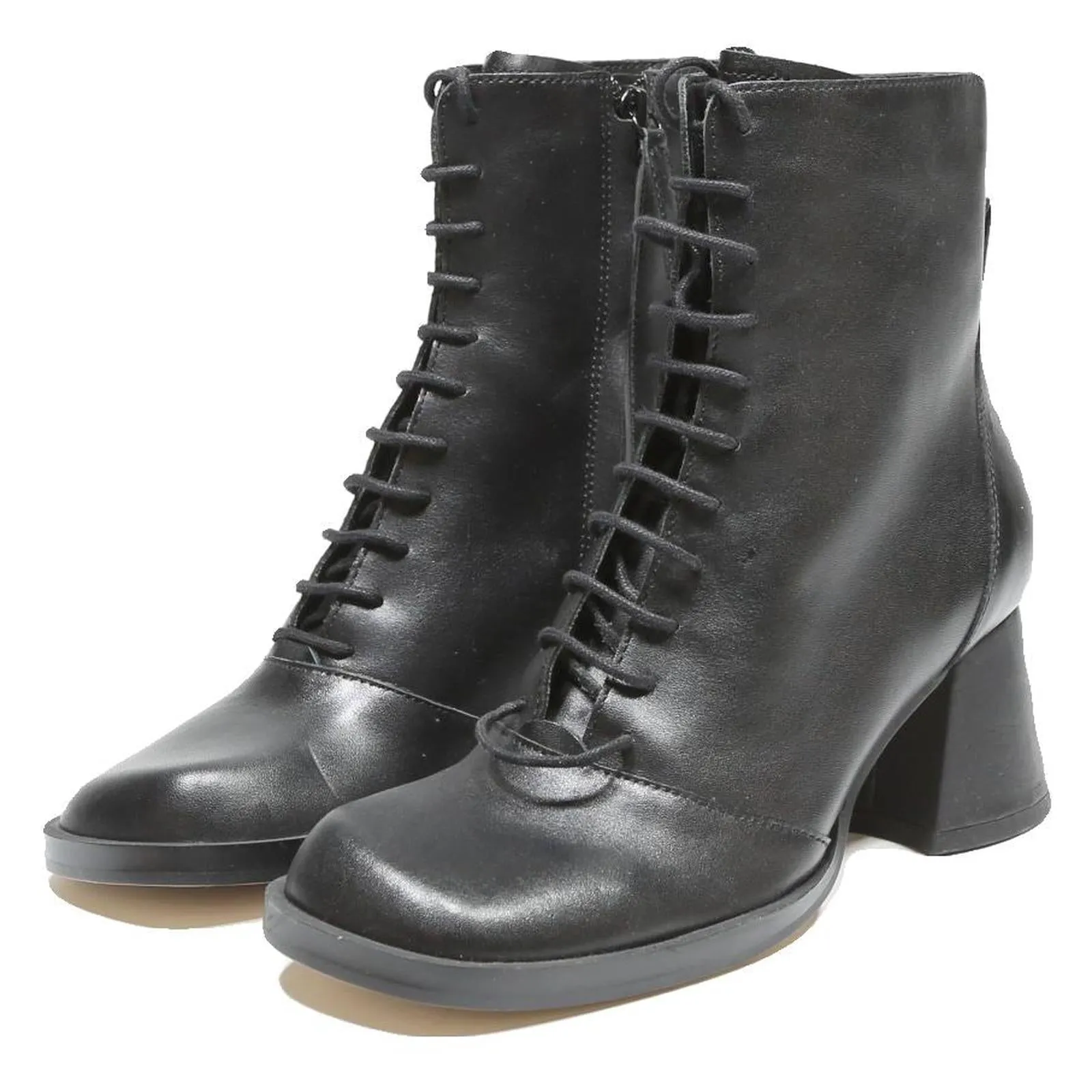 Hiking Boots Boots CHARLES & KEITH Womens Lace-Up Ankle Boots Black Leather UK 3 Stylish