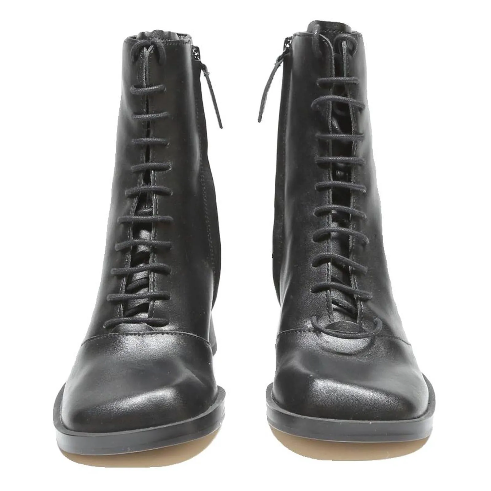 CHARLES & KEITH Womens Lace-Up Ankle Boots Black Leather UK 3 Stylish Rider Girl Rhinestone Cowgirl Boots