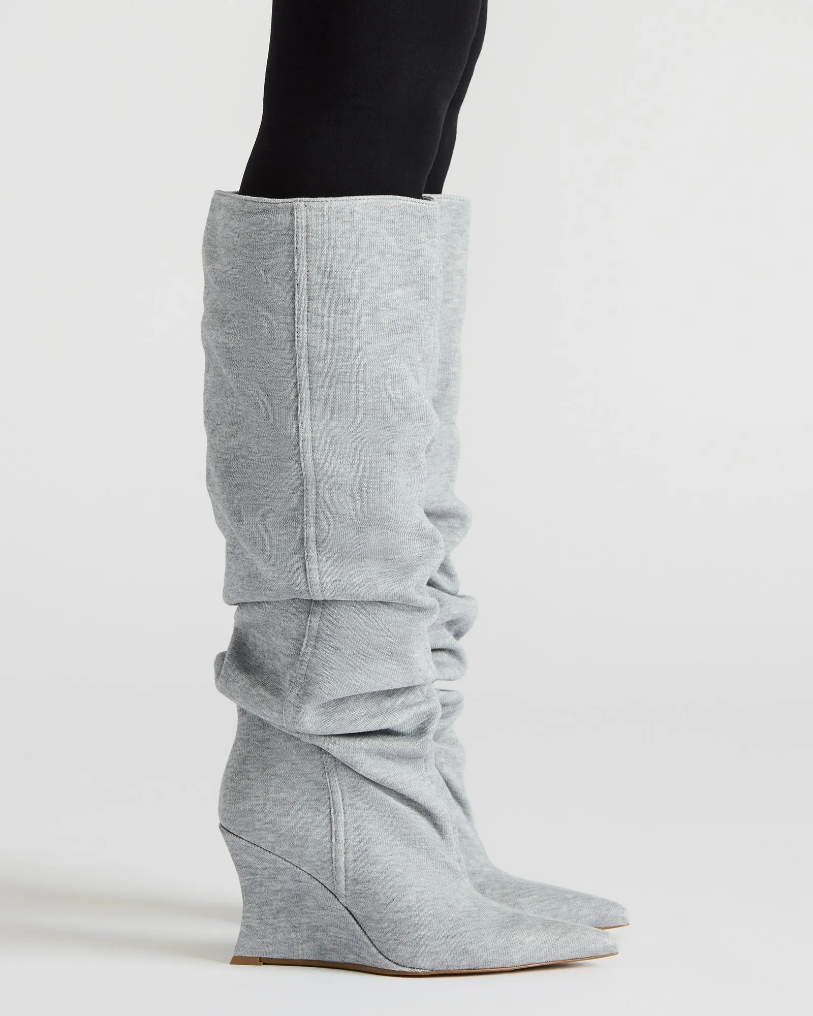 Chunky Heel Platform Boots DISTORTION GREY FABRIC