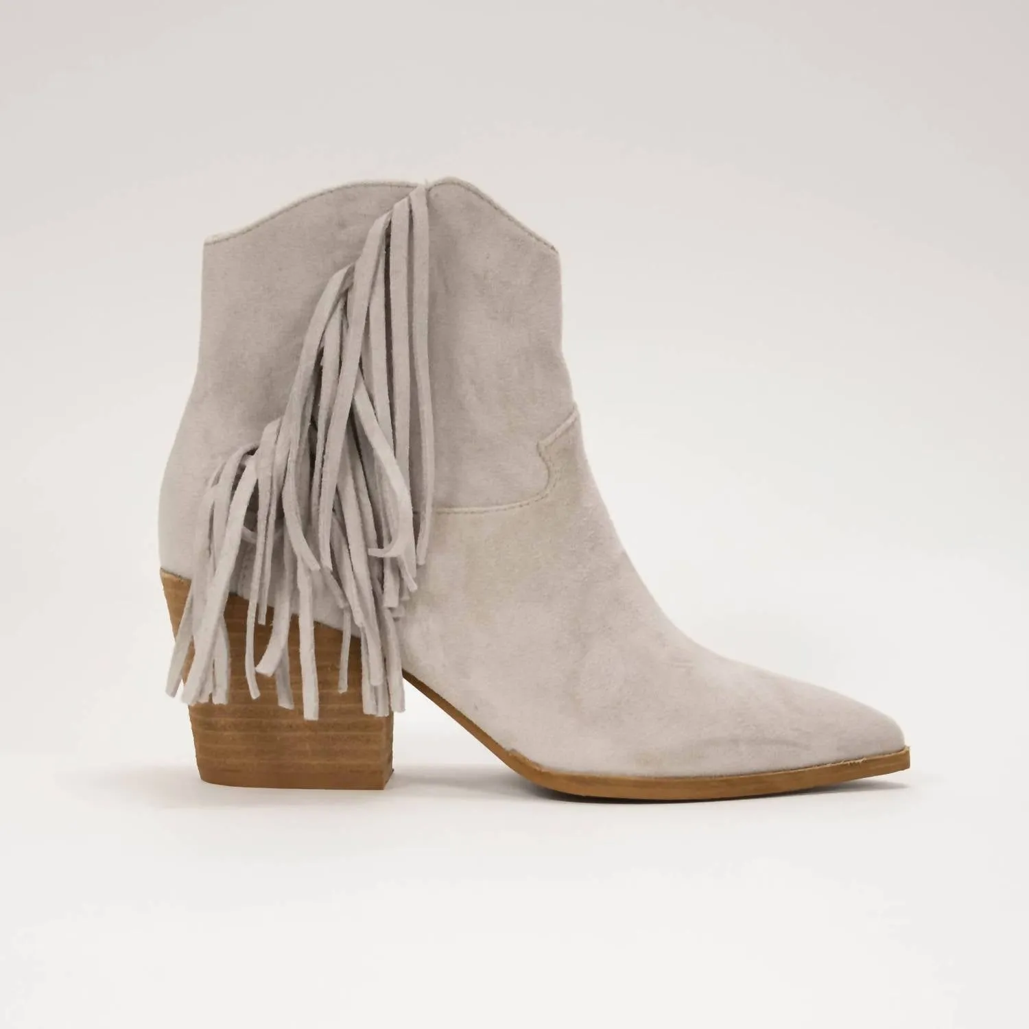 Dr Marten Boots Dixie Fringe Booties In Grey