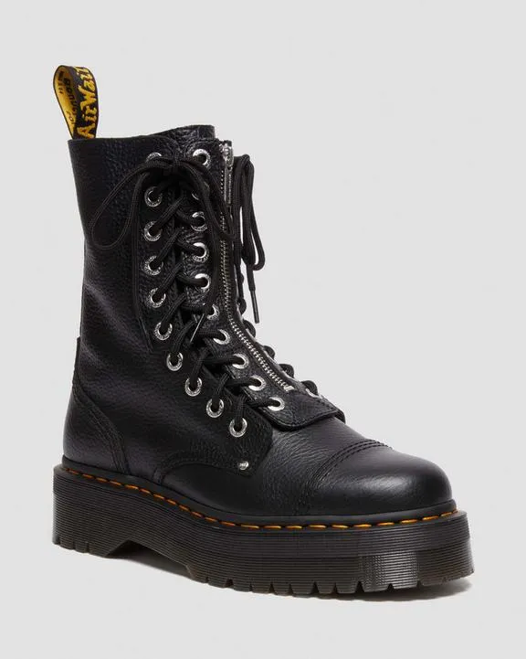 Dr. Martens Sinclair Hi Milled Nappa Leather Platform Boots Black Milled Nappa - Womens Police Motorcycle Boots