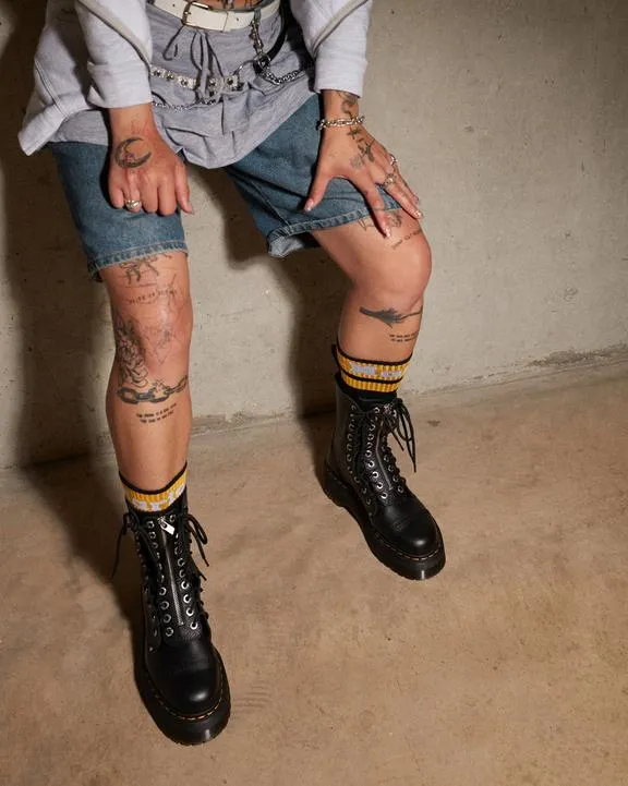 Not Rated Boots Dr. Martens Sinclair Hi Milled Nappa Leather Platform Boots Black Milled Nappa - Womens