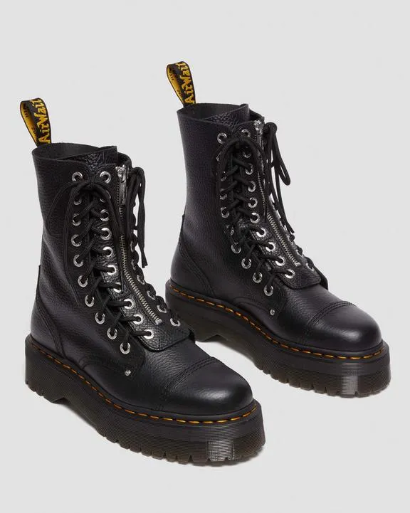 Hiking Waterproof Boots Dr. Martens Sinclair Hi Milled Nappa Leather Platform Boots Black Milled Nappa - Womens