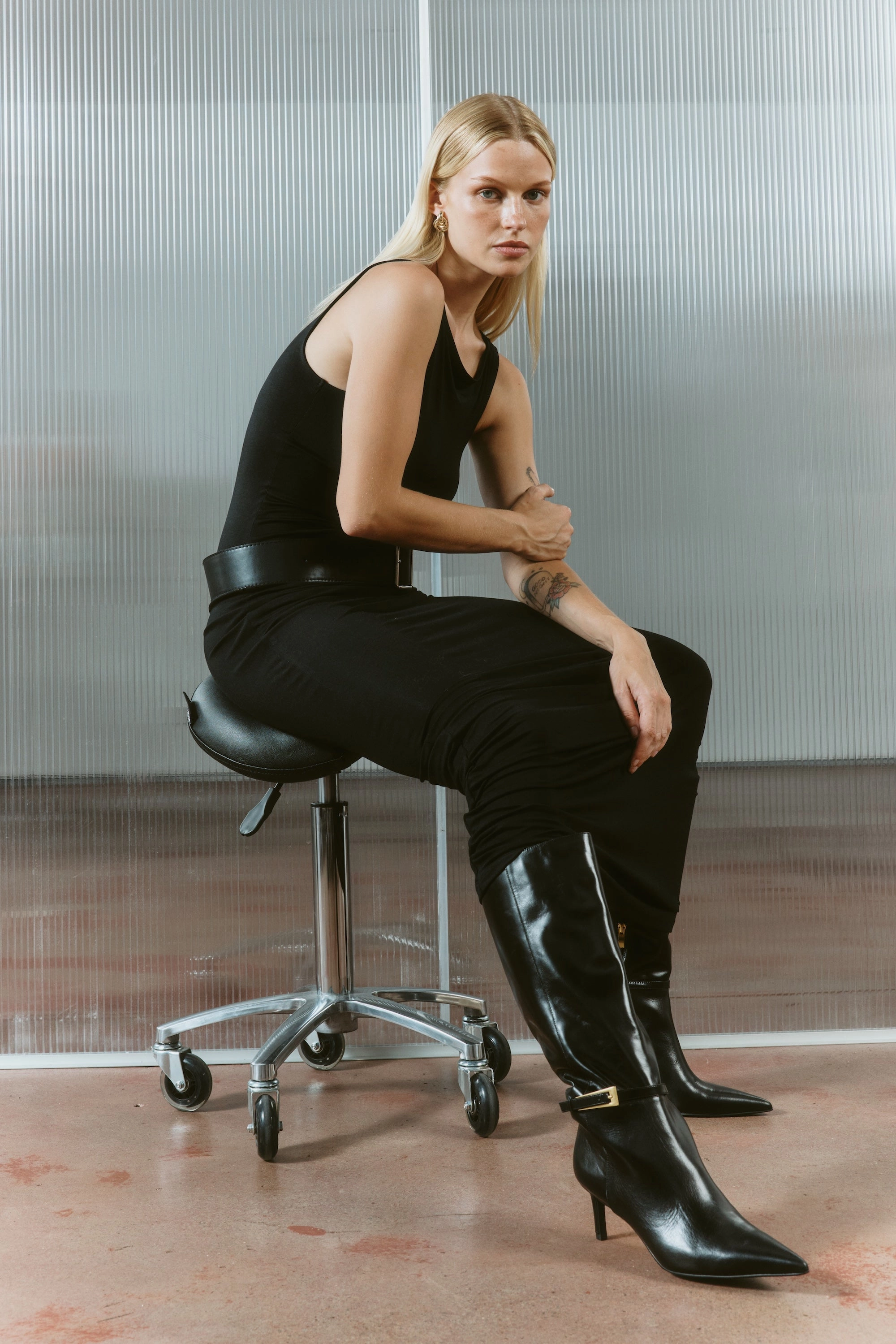 Splitboard Boots Drake Stiletto Long Boots - Black High Shine Leather