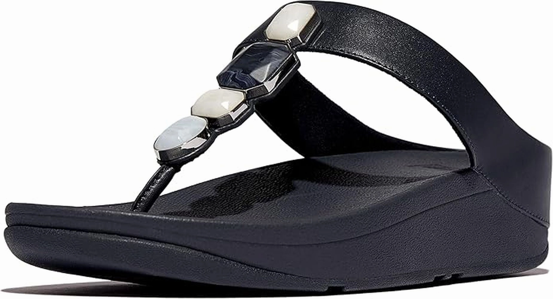 FitFlop Women's Fino Multi-Stone Leather Toe-Post Sandal Ta Sandals