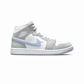 2000s Sneakers [Refurbished] Air Jordan 1 Mid 'Grey Blue Wolf Grey' Women's (2021)