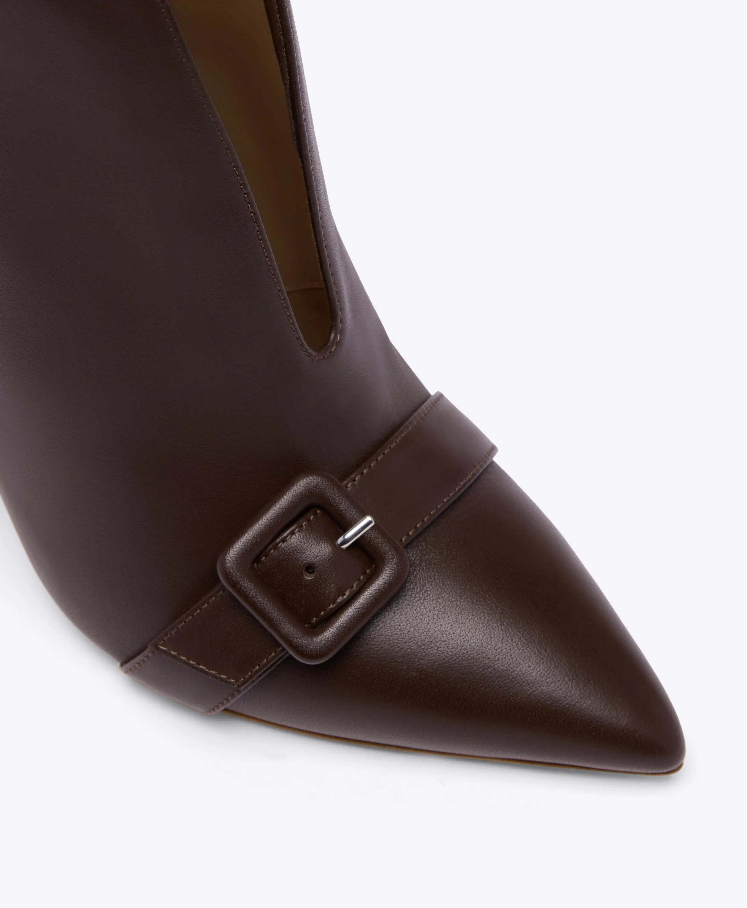 Moc Toe Work Boots Esther 85 Dark Brown Leather Heeled Ankle Boots