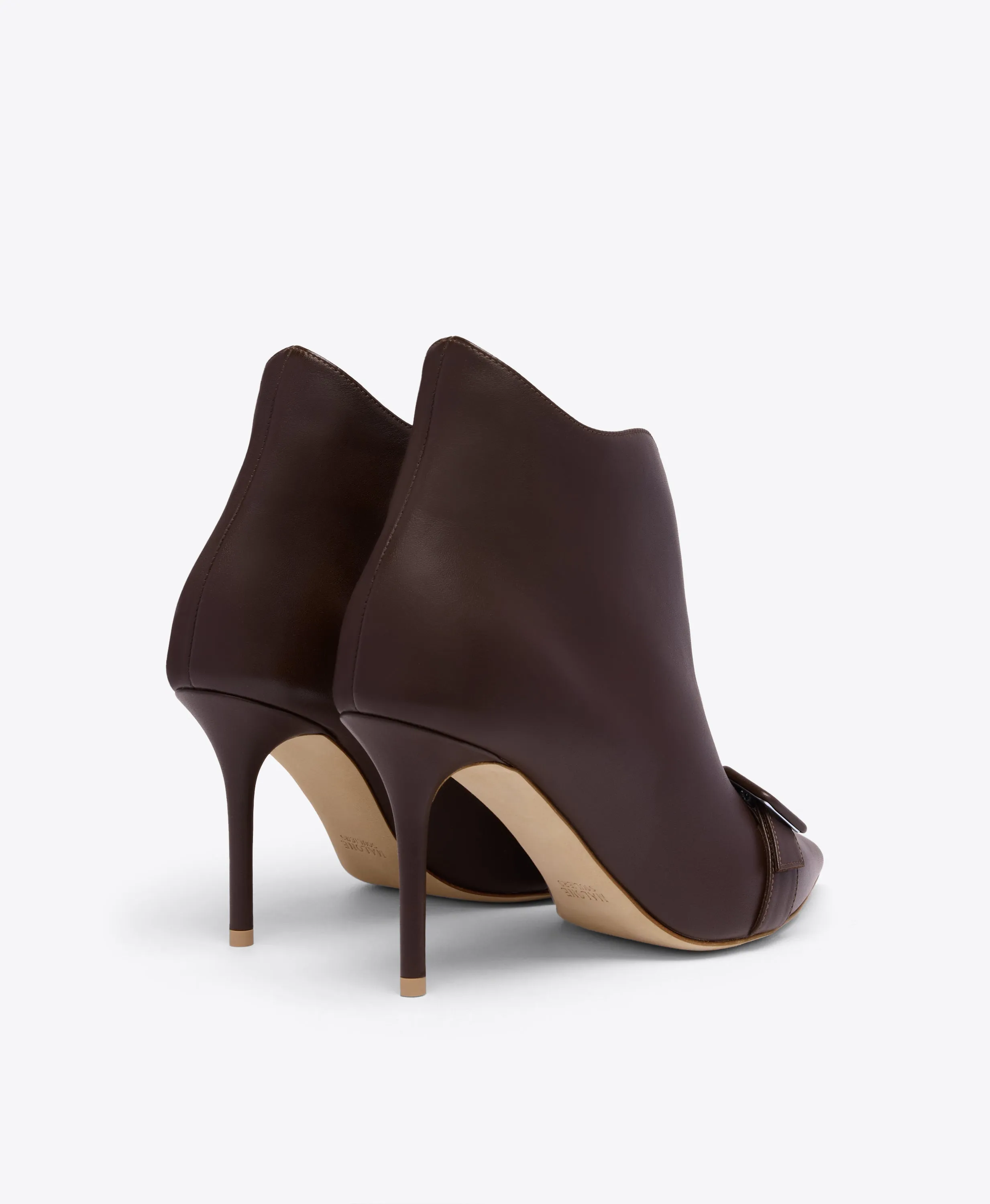 Esther 85 Dark Brown Leather Heeled Ankle Boots Tan Heeled Boots