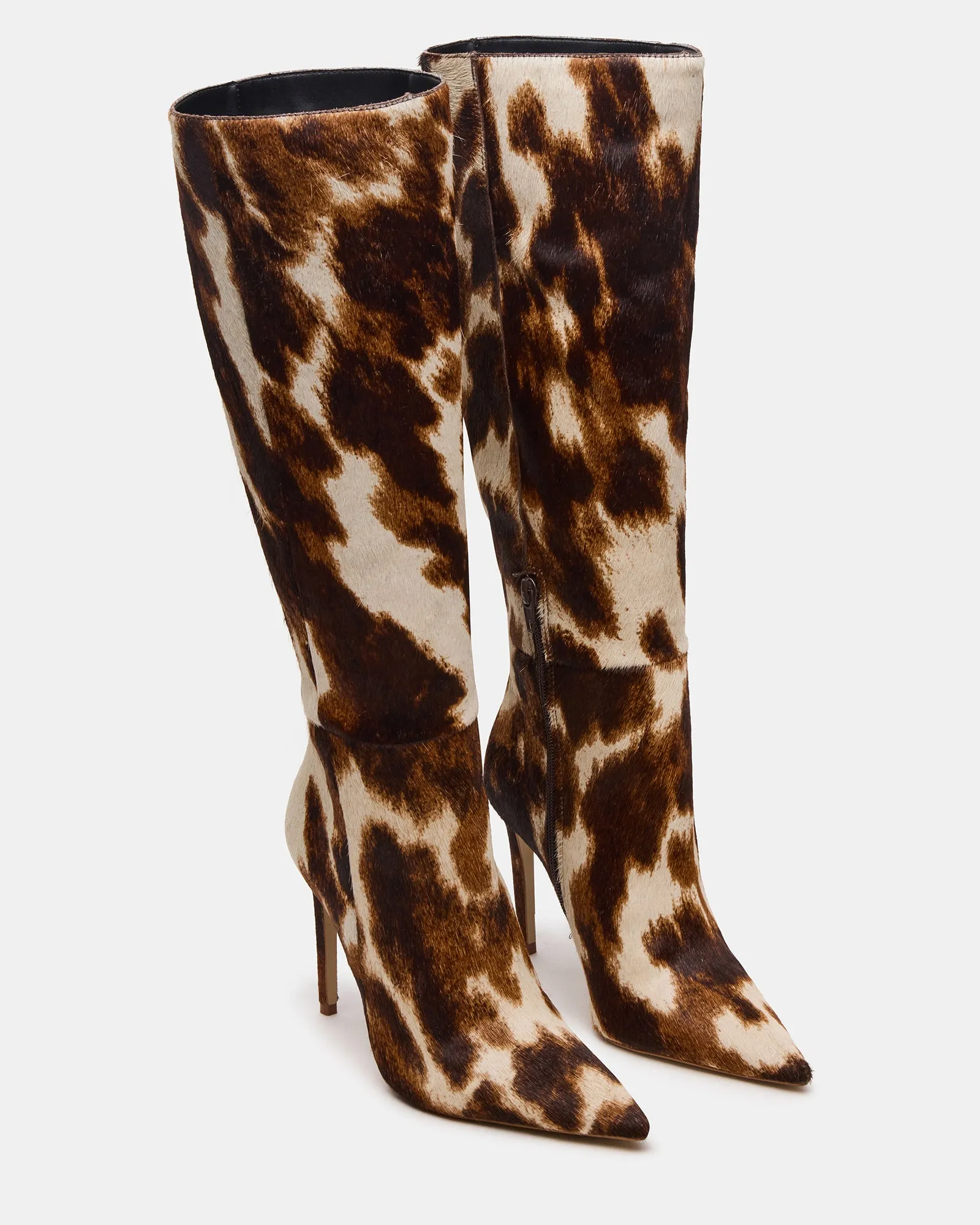 Boots Tall NITRO BROWN COW PRINT WIDE CALF