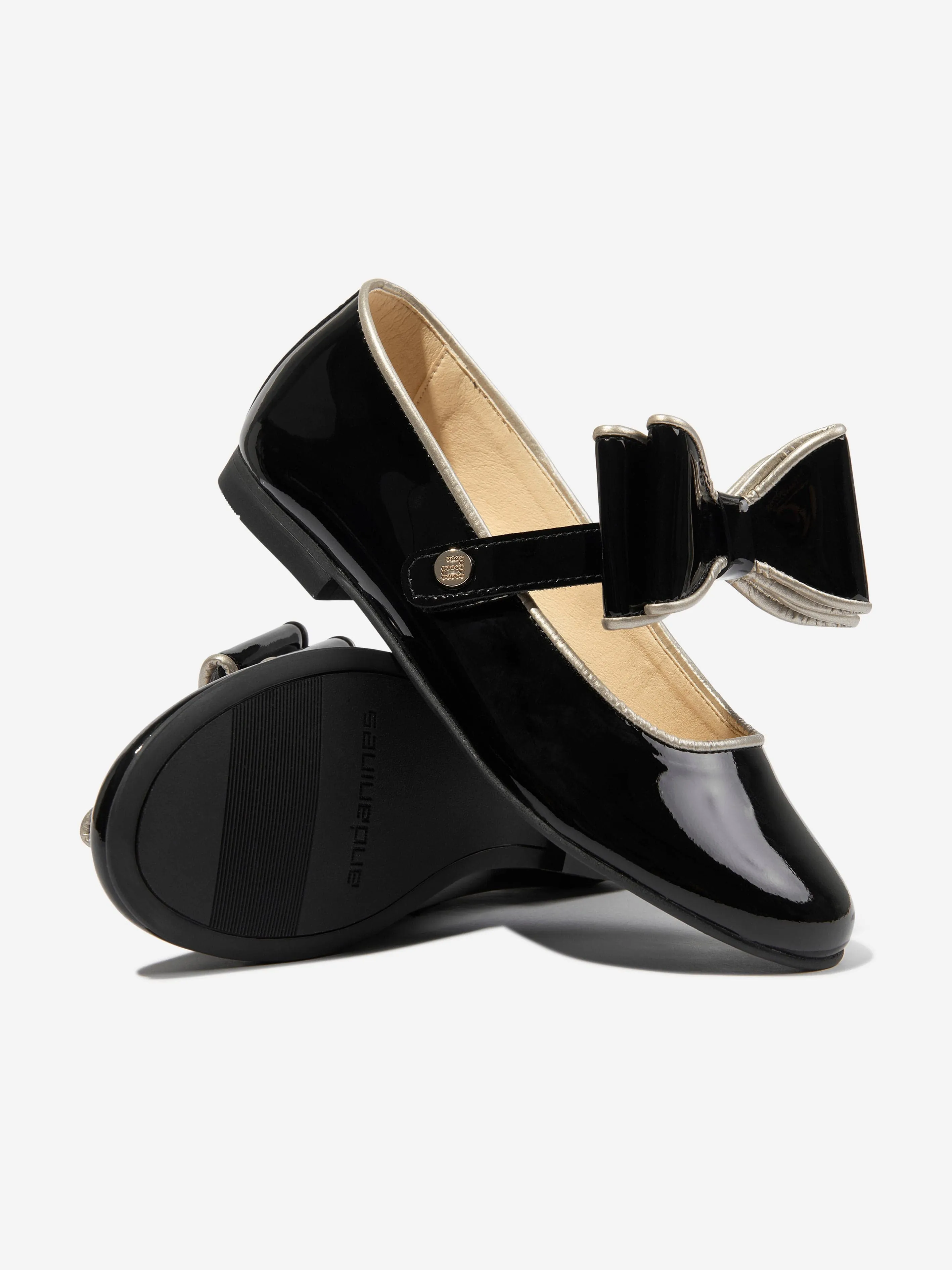 Slip-on Casual Shoes Andanines Girls Leather Mary Jane Bow Shoes in Black