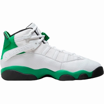Kid's Jordan 6 Rings Shoes - White / Black / Lucky Green Payless Sneakers