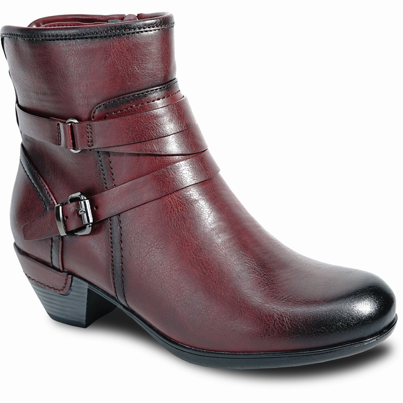 Steel Shank Work Boots VANGELO Women Boot HF5427 Ankle Dress Boot BURGUNDY