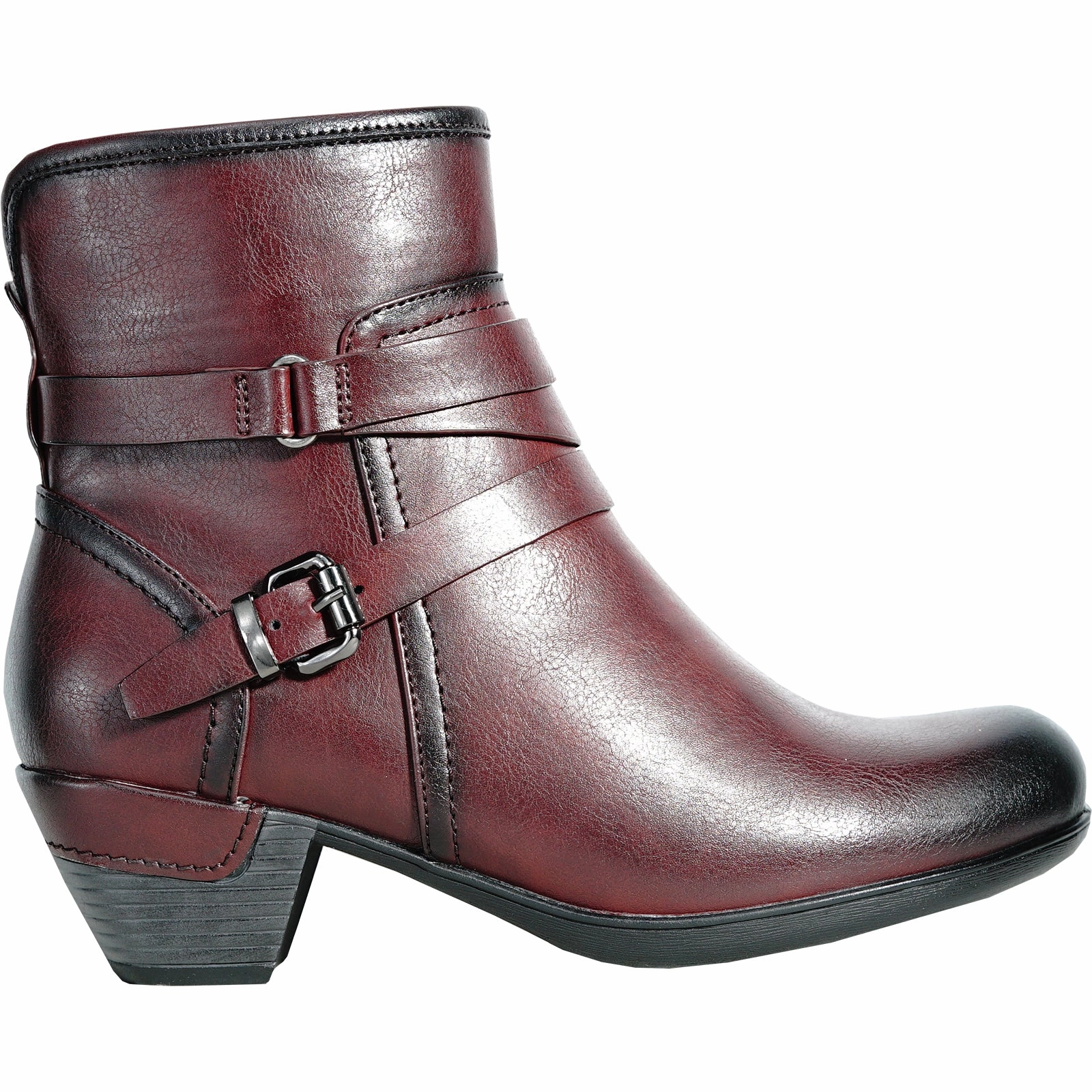 VANGELO Women Boot HF5427 Ankle Dress Boot BURGUNDY Wide Calf Western Boots