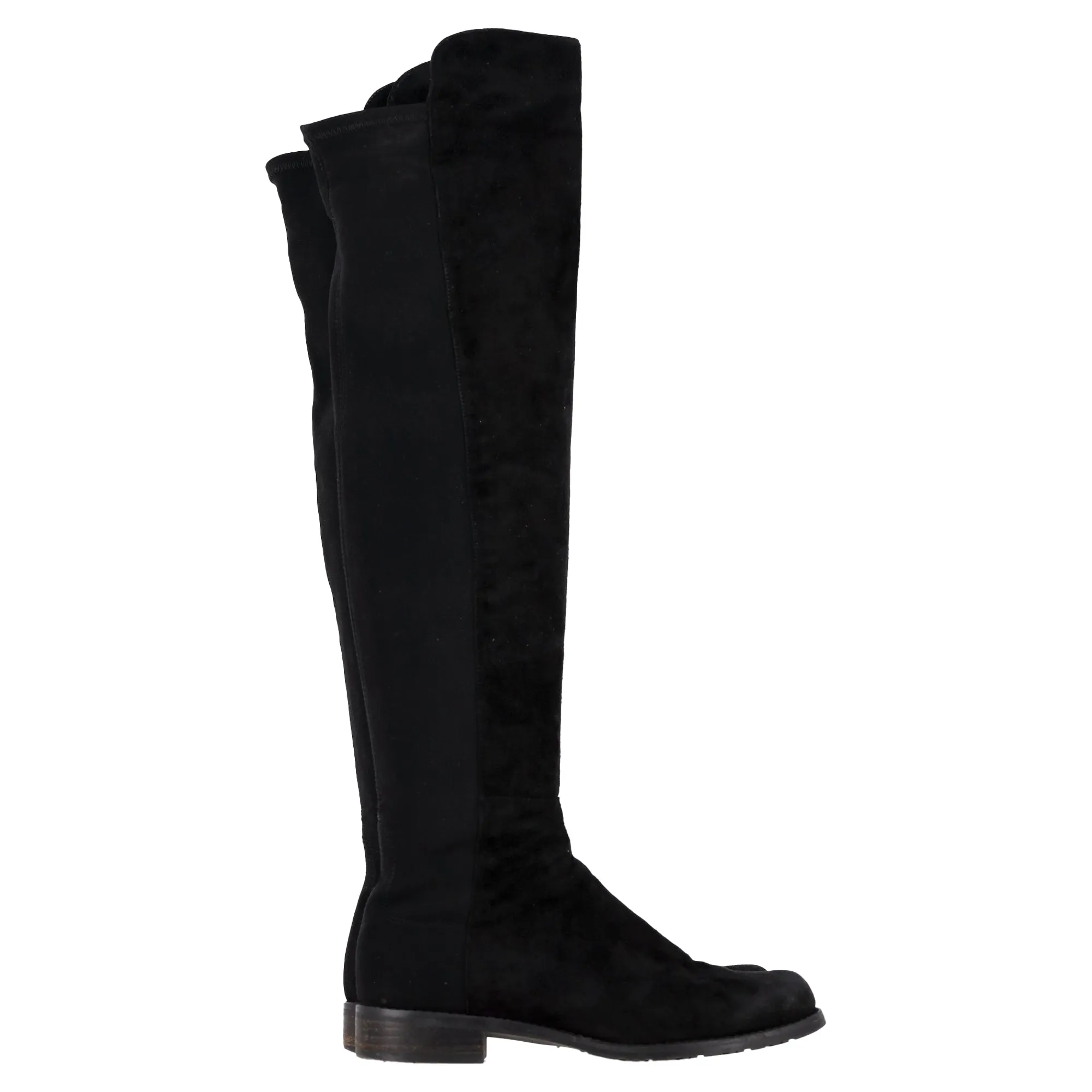 Stuart Weitzman 5050 Knee-High Boots in Black Suede Lightweight Hunting Boots