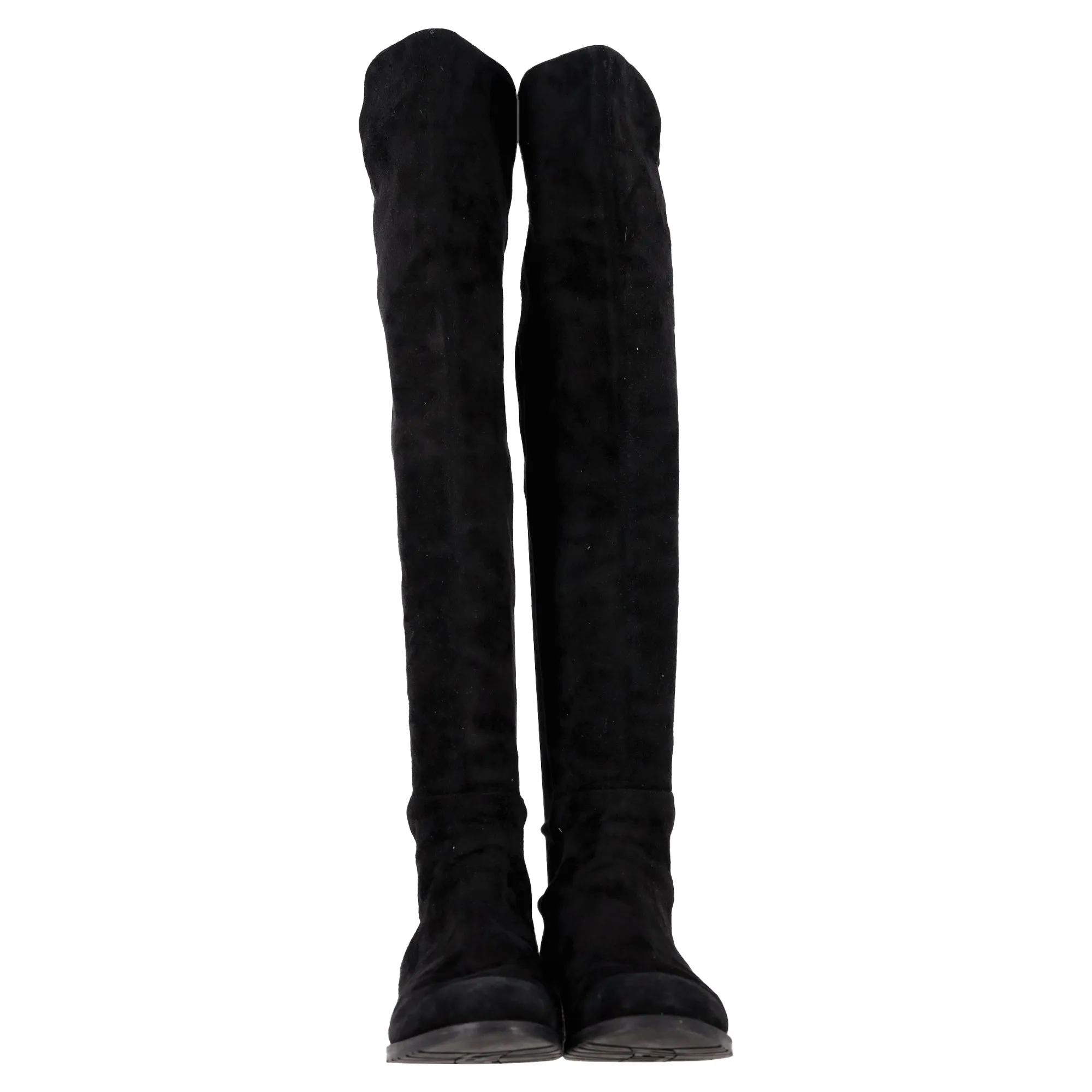 Stuart Weitzman 5050 Knee-High Boots in Black Suede Horseback Riding Boots English