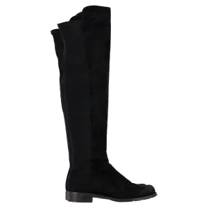 Stuart Weitzman 5050 Knee-High Boots in Black Suede Boots With Fold