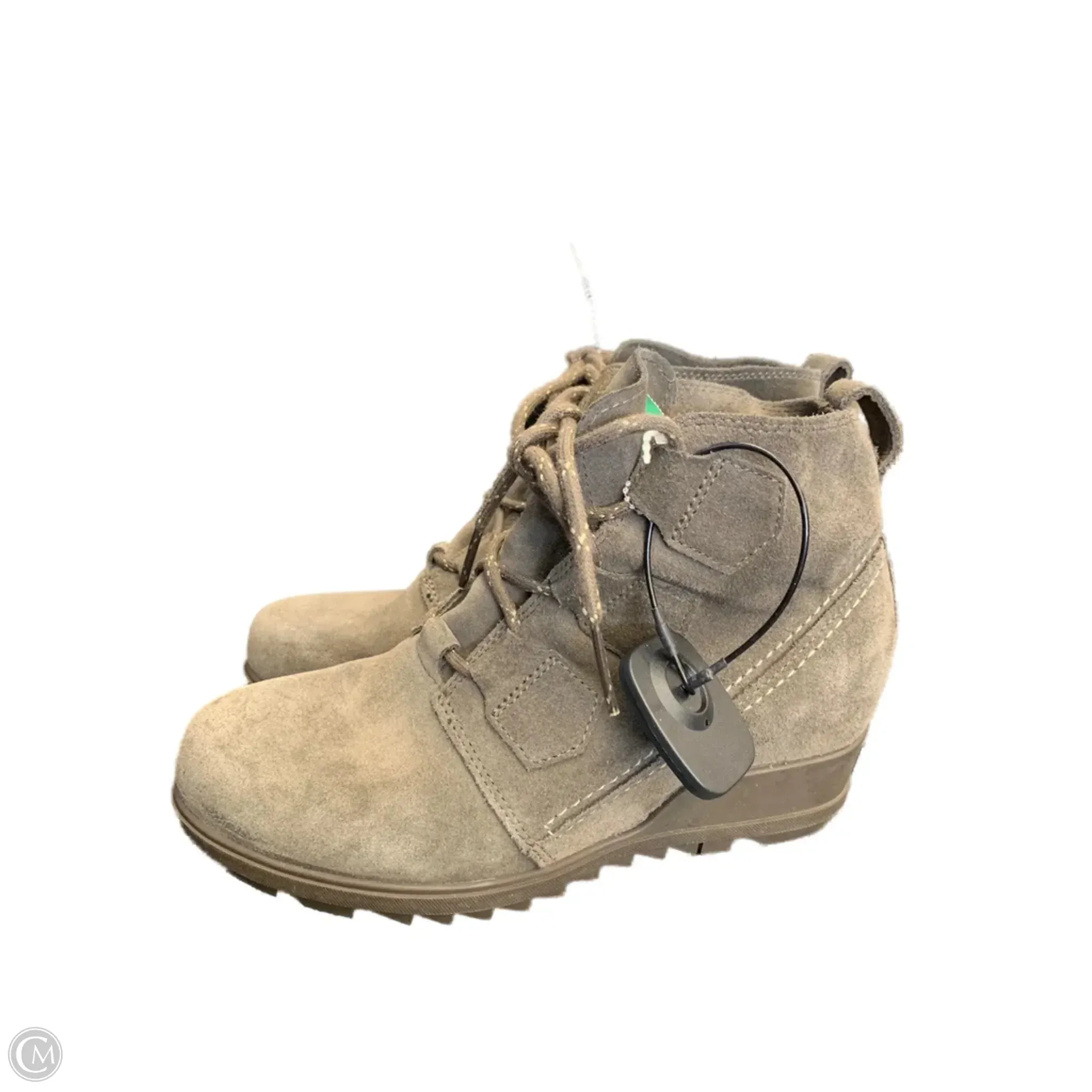 Boots Ankle Heels By Sorel In Taupe, Size: 8 Low Heel Leather Boots