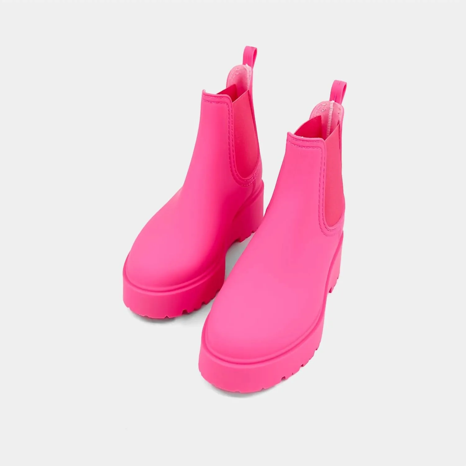 Women Winnie Chunky Platform Boots In Hot Pink Steel Toe And Waterproof Boots