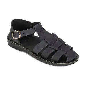 Sandals Hide Toes Daniel - Leather Fisherman Sport Sandal | Black Nubuck