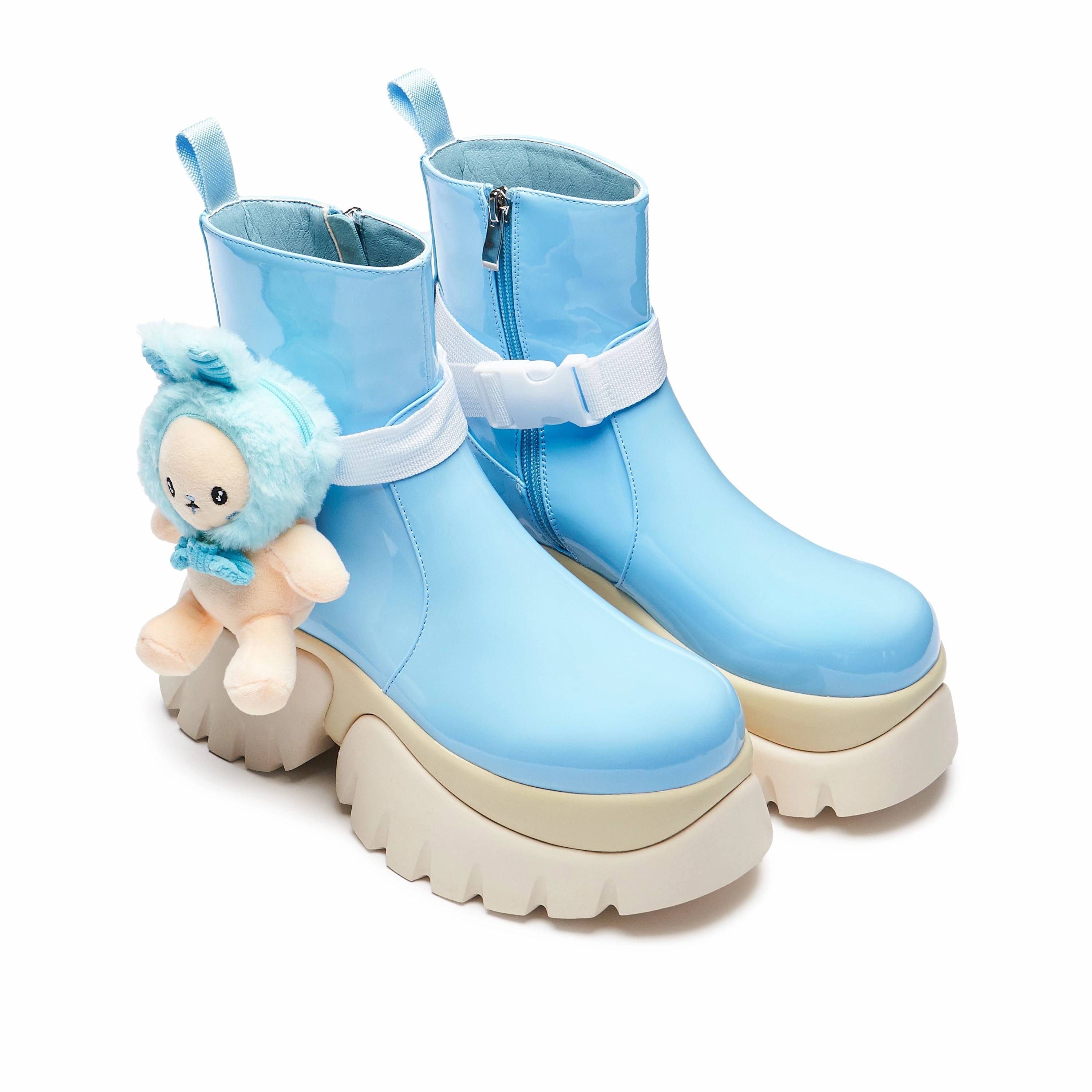 My Blue Melody Vilun Platform Boots Grey Leather Boots