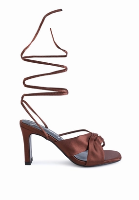 Heels Sandals chasm ruched satin tie up block heeled sandals