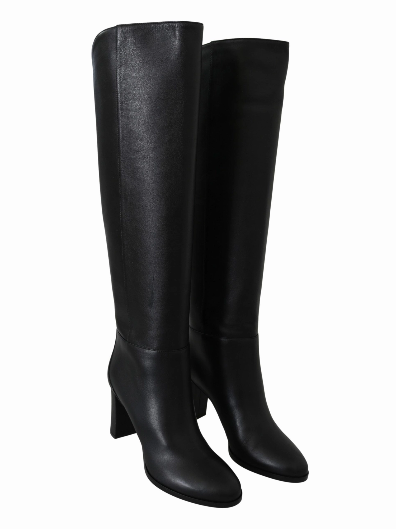 Elegant Black Calf Leather Heeled Boots Ankle Leather Boots