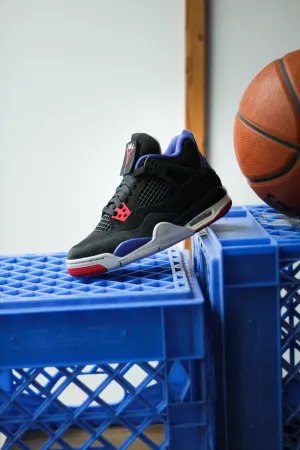 Custom Basketball Sneakers AIR JORDAN 4 RETRO (GS) "BLACK/FIRE RED-DEEP ROYAL BLUE"