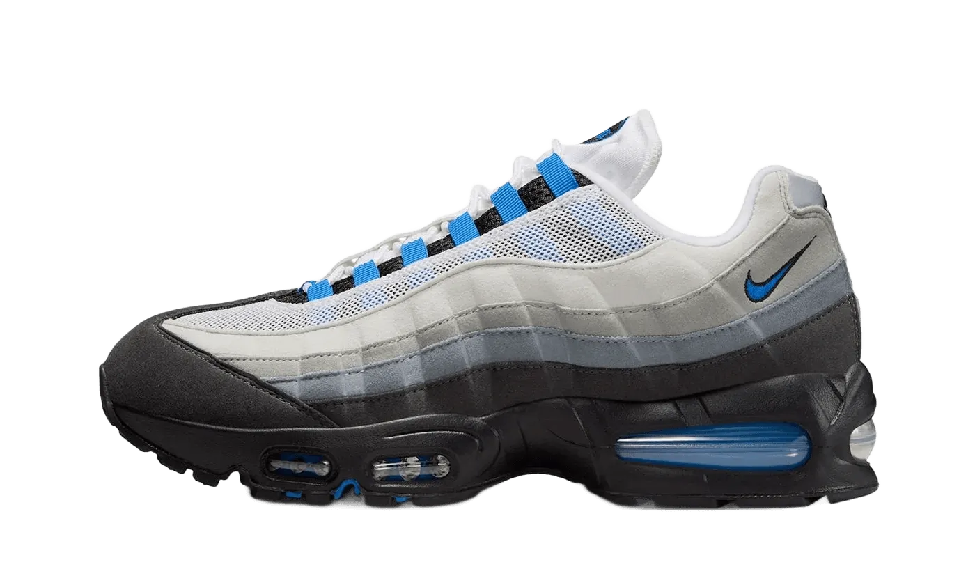 All White Nike Shoes Nike Air Max 95 OG Big Bubble Blue Spark