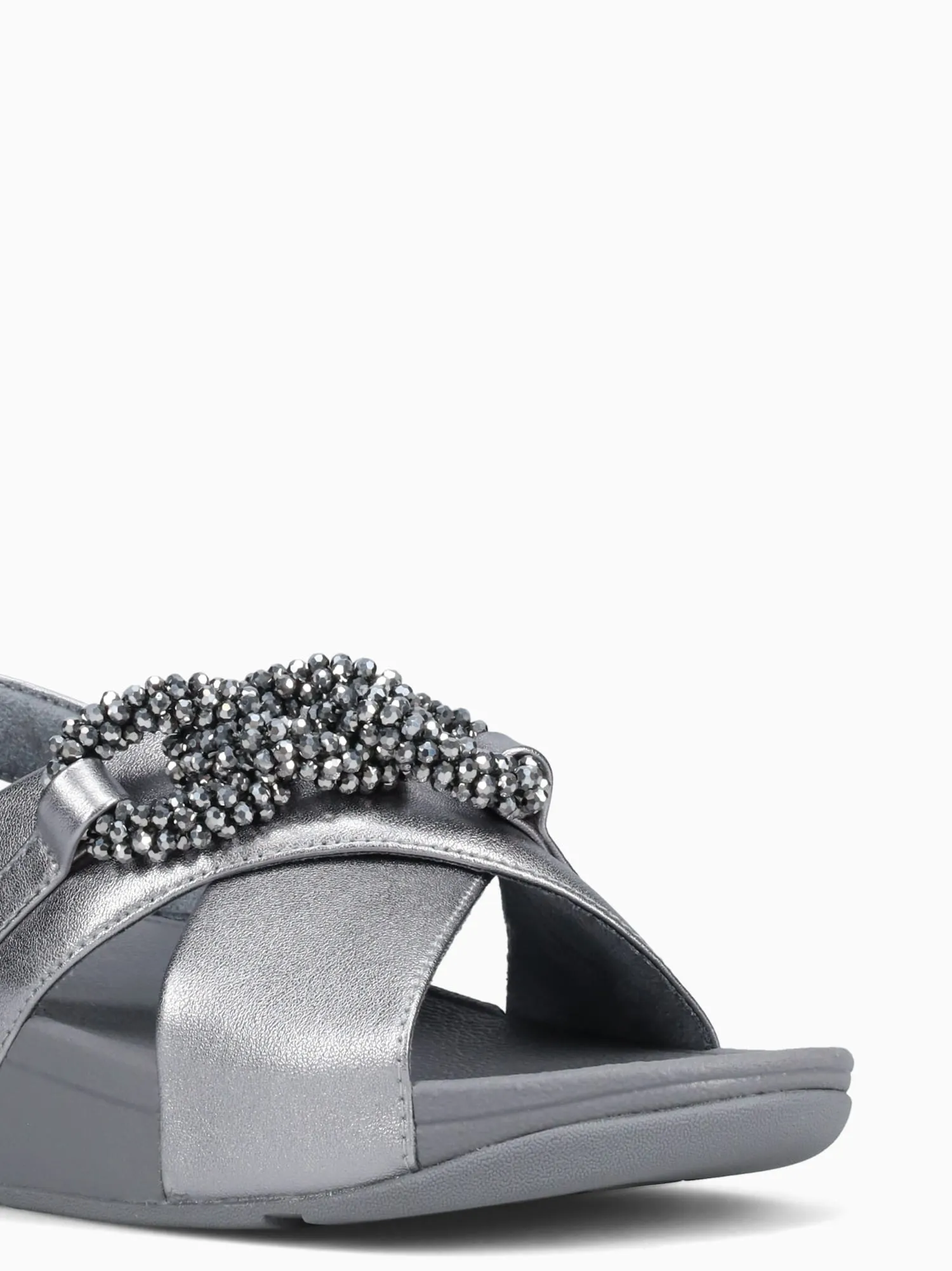 Lulu Beadedchain Silver Leather Cute Casual Shoes