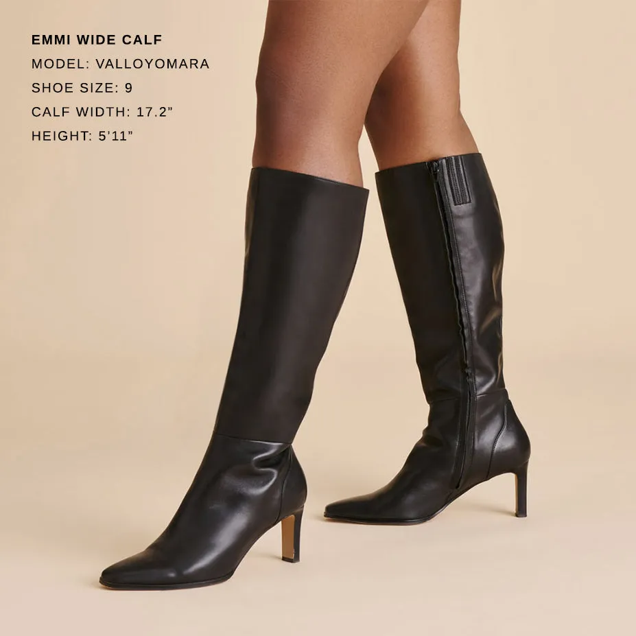 Brown Oxford Boots EMMI WIDE CALF BOOTS BLACK LEATHER
