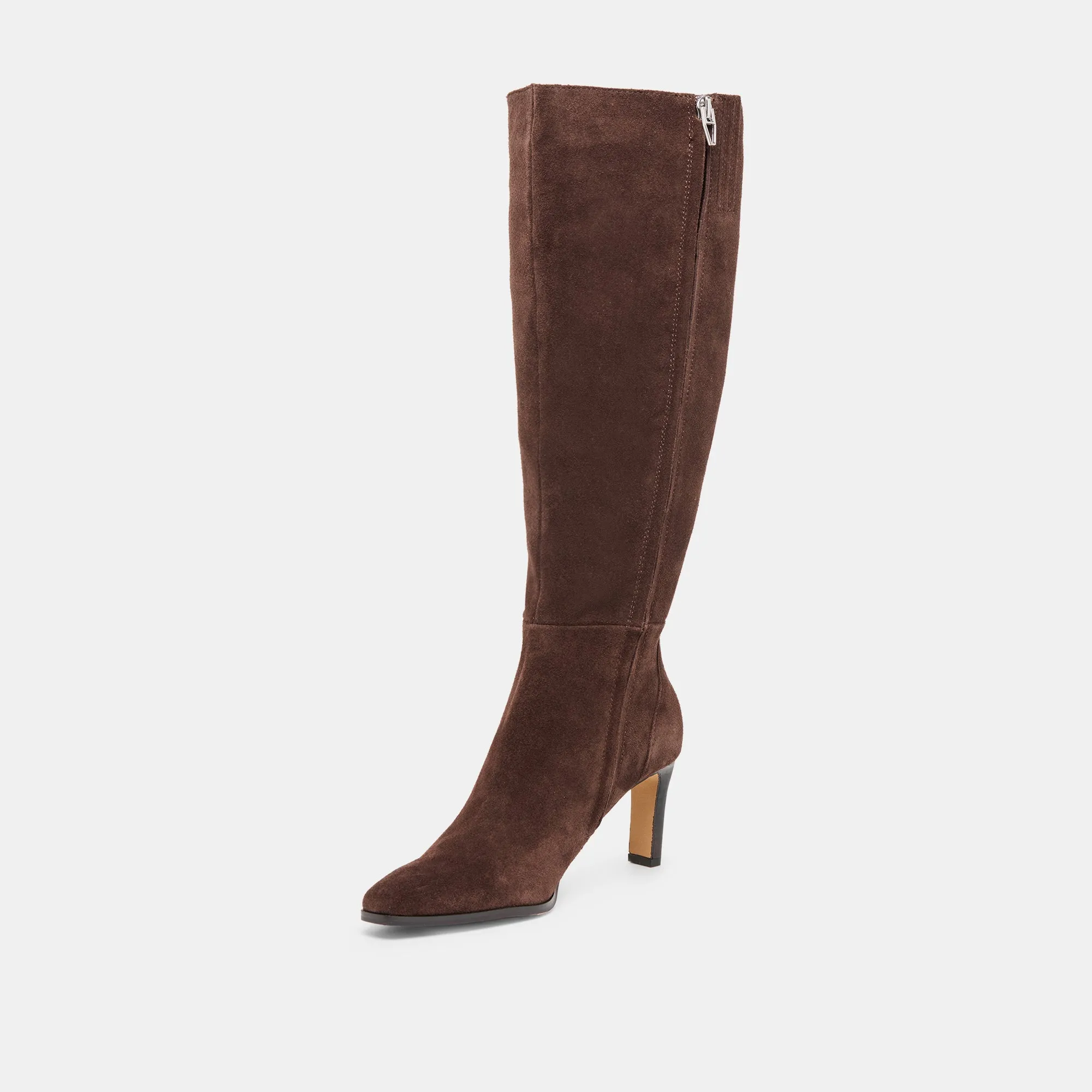 Boots Heeled EMMI WIDE CALF BOOTS DK BROWN SUEDE