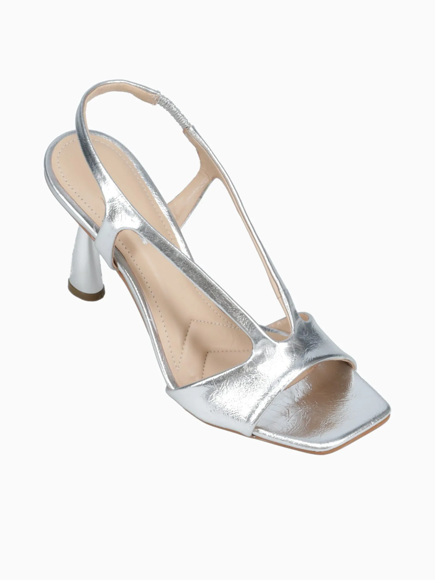 Limes Silver Reflex Metal Shoes To Wear With Long Casual Dresses