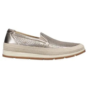 Quasar Metallic Perforated Espadrille Slip On Sneakers 8053 Arc Crazy Horse Leather Casual Shoes
