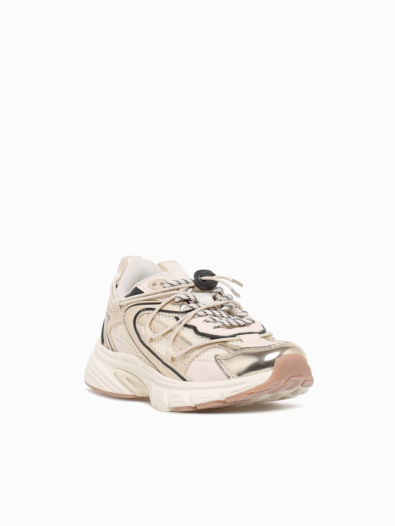 Dani Gold Fabric Casual Oxford Shoes Breathable Flat Fashion Sneakers