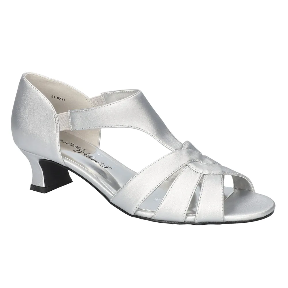 Essie Metallic Strappy Kitten Heel Sandals