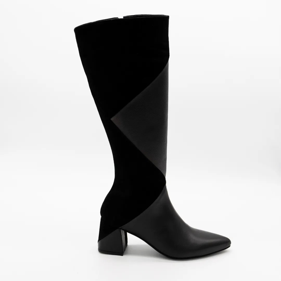 Boots Neumel Bari knee-high boots in black leather womens shoes