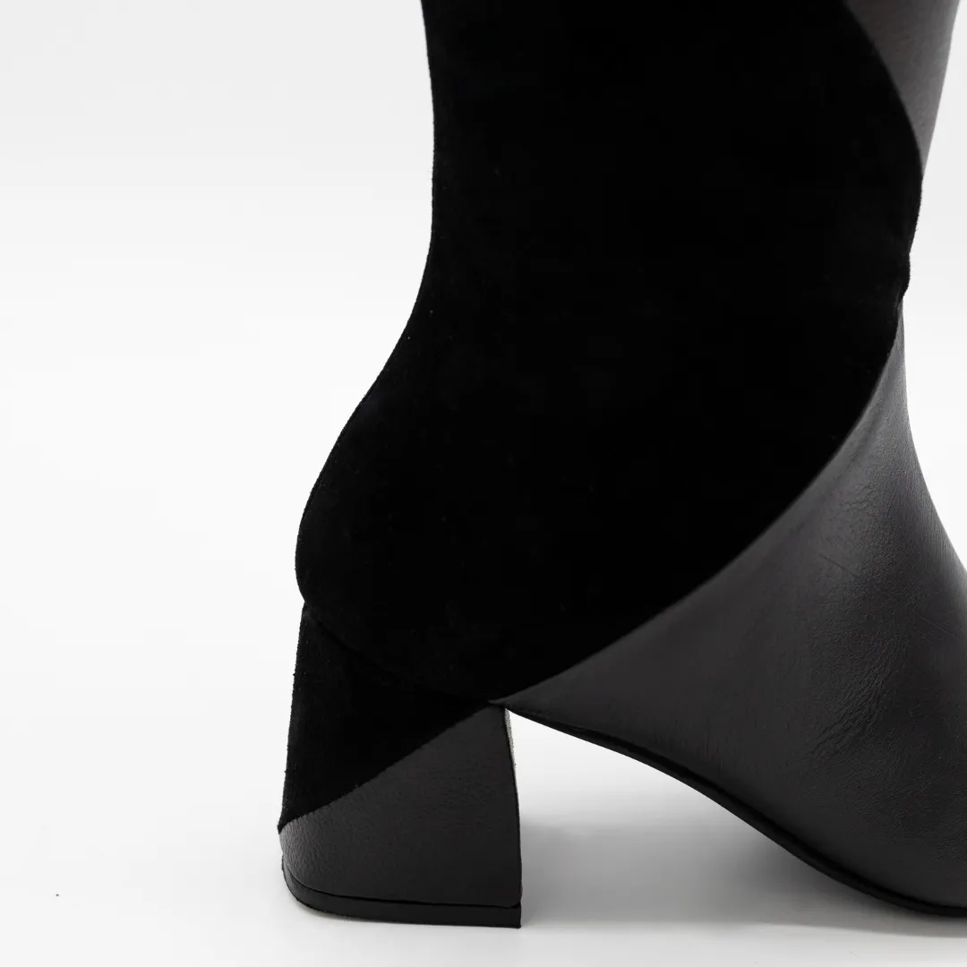 Brown Fur Boots Bari knee-high boots in black leather womens shoes