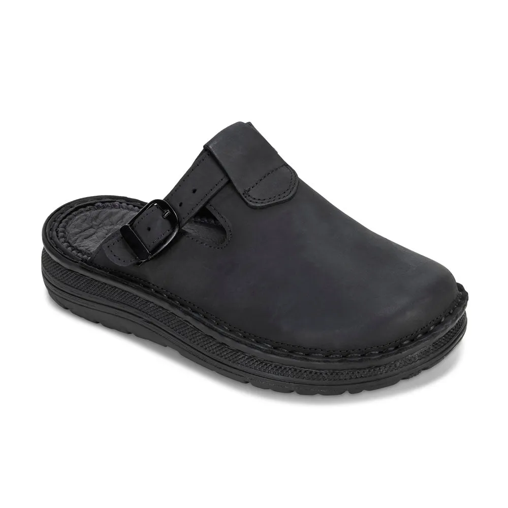 Sawyer - Leather Clog-Toe Sandal | Black Nubuck Ufo Sandals