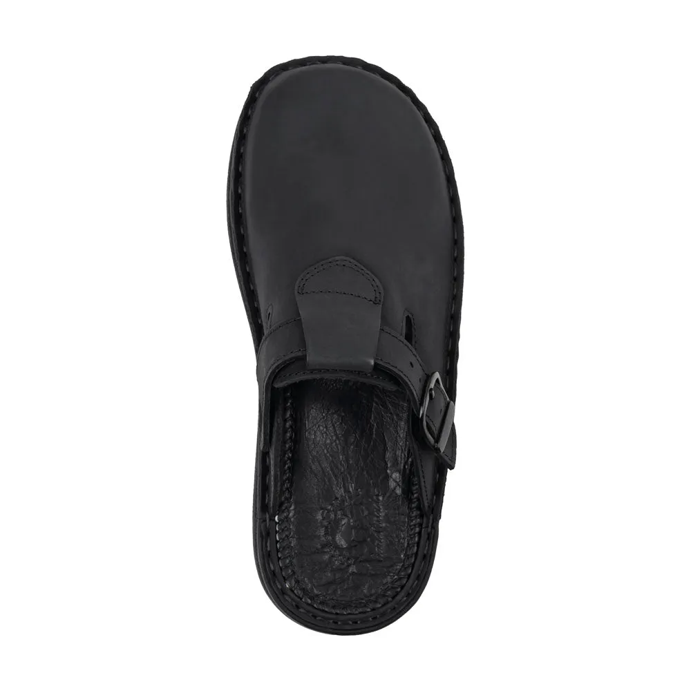 Yuu Sandals Sawyer - Leather Clog-Toe Sandal | Black Nubuck