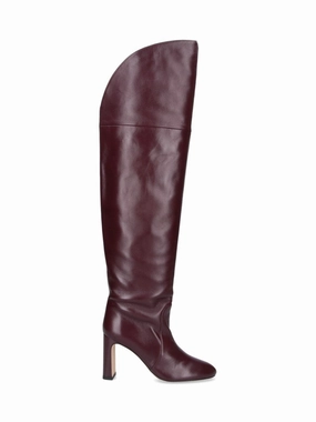 Best Boots For Jeans Knee-High Brown Leather Boots With Polished Finish