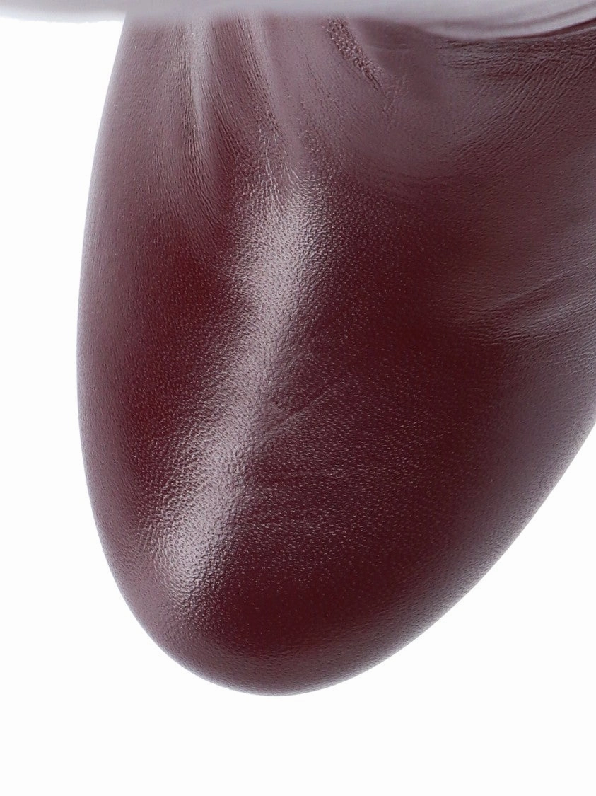 Knee-High Brown Leather Boots With Polished Finish Slip On Boots