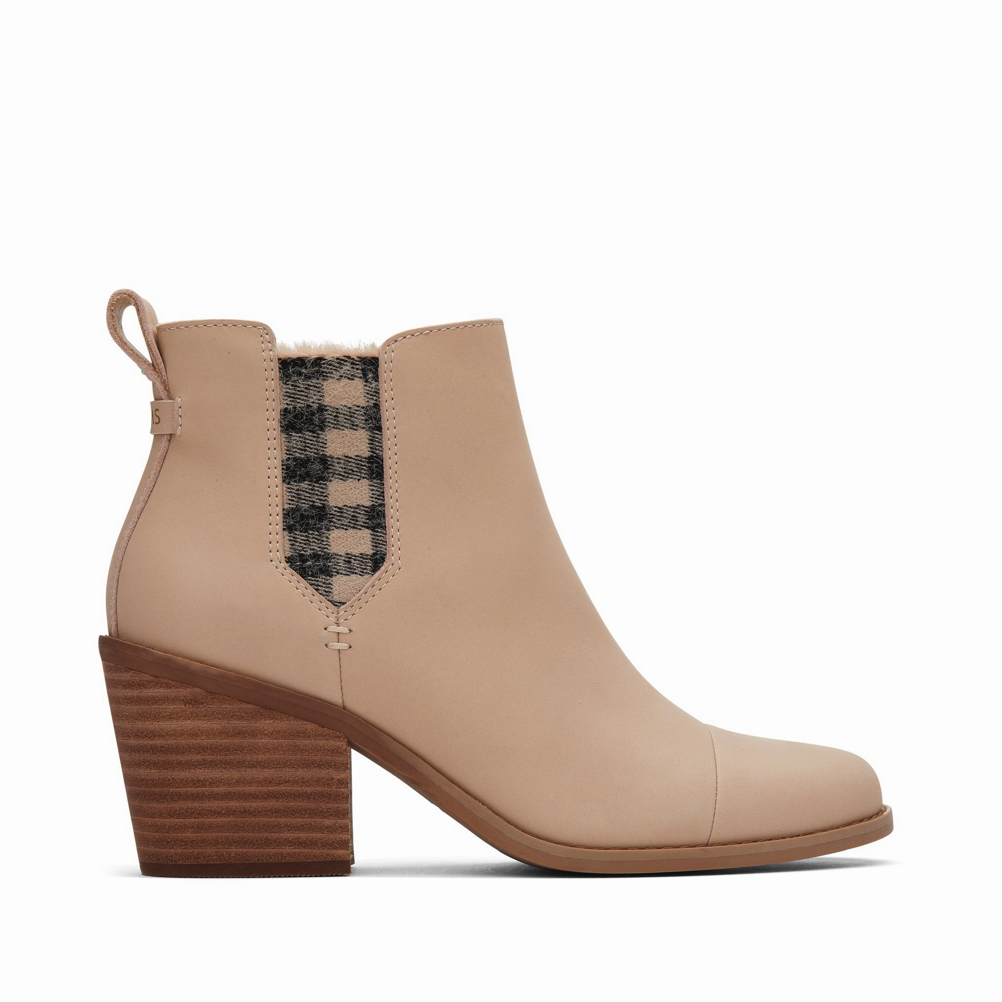 Everly Sand Leather Plaid Heeled Boot Boots Works