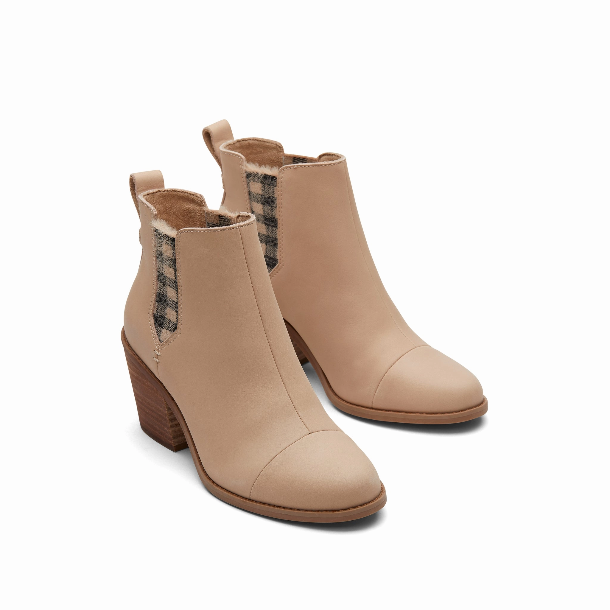 Everly Sand Leather Plaid Heeled Boot Tabi Boots Sale