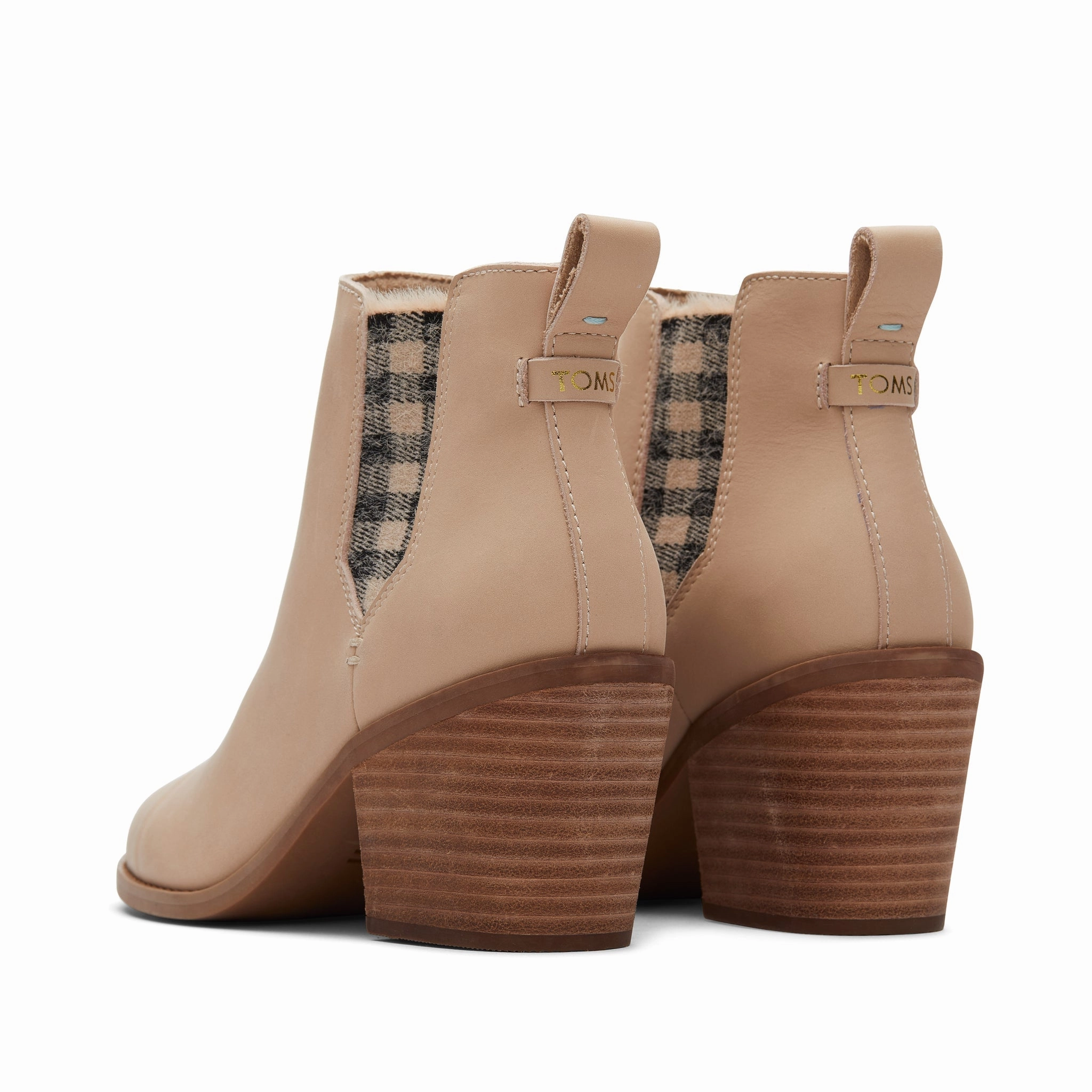 Tall Boots With Heel Everly Sand Leather Plaid Heeled Boot