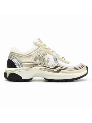 Sneakers For Summer Fabric Laminated Low Top Sneakers Gold Chanel