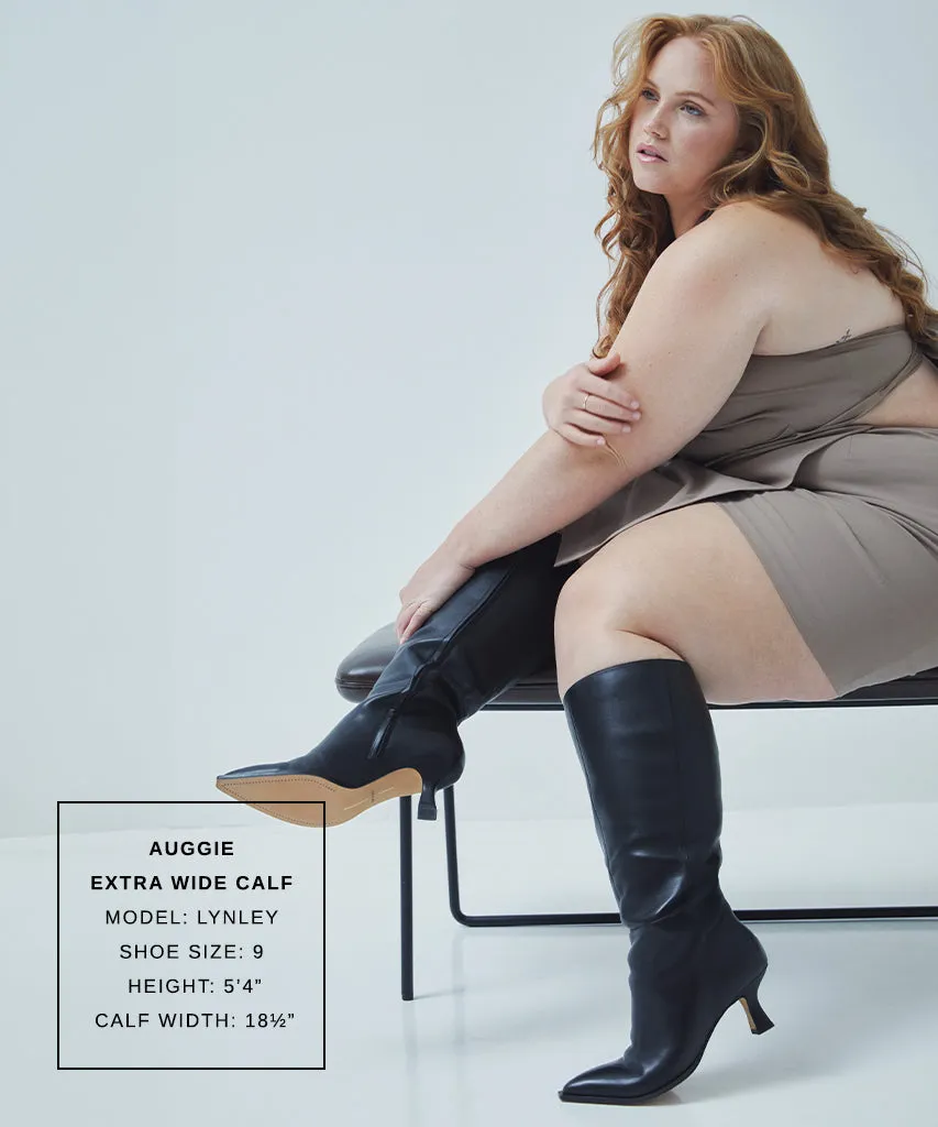 Knit Boots AUGGIE EXTRA WIDE CALF BOOTS BLACK LEATHER