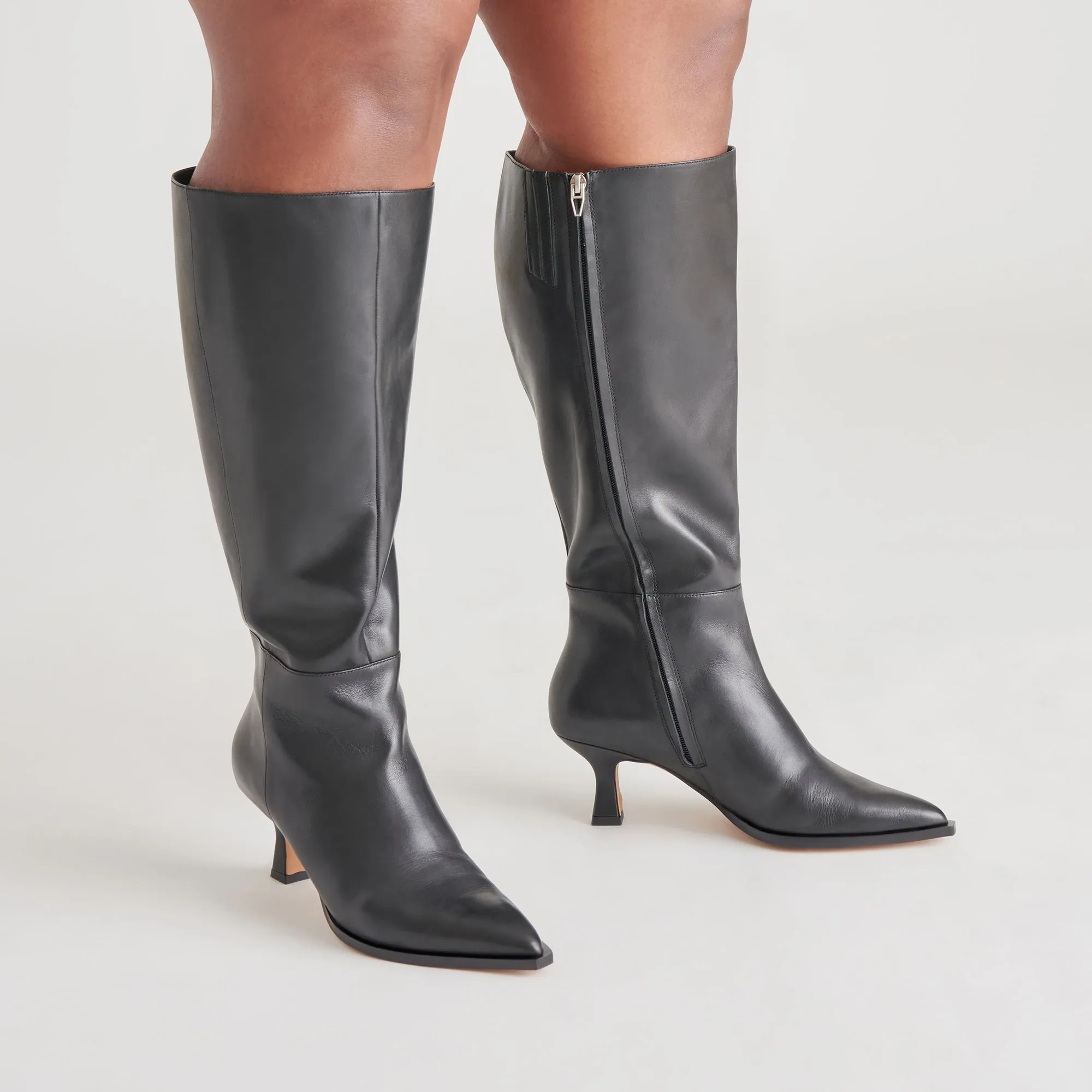 AUGGIE EXTRA WIDE CALF BOOTS BLACK LEATHER Steel Toe Rubber Boots