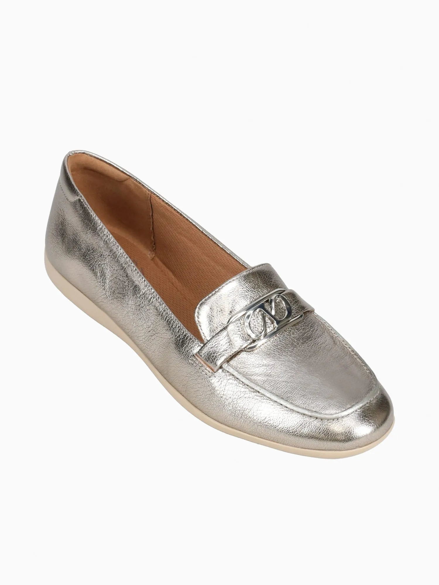 Casual Slip On Shoes To Wear With Jeans Fiona Silver Leather