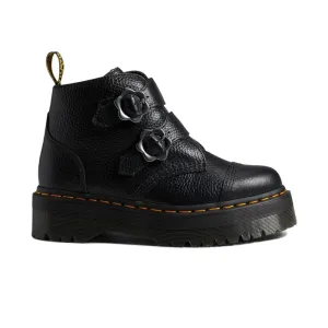 Dr. Martens Women's Devon Quad Flower Buckle - Black Milled Nappa Winter Work Boots